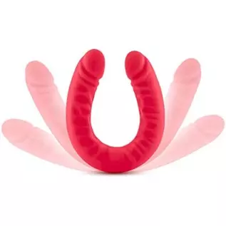 Blush Ruse Platinum Cured Ultrasilk Puria Silicone Double Headed Dildo - 18 Inch Curved Realistic DP Double Penetration - 1.75"