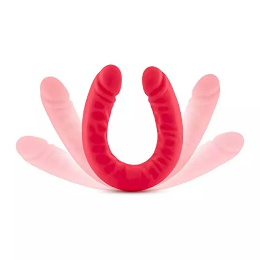 Blush Ruse Platinum Cured Ultrasilk Puria Silicone Double Headed Dildo - 18 Inch Curved Realistic DP Double Penetration - 1.75"