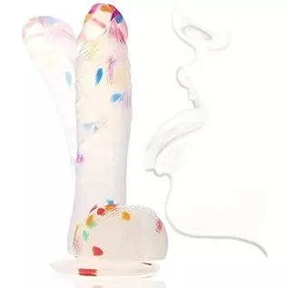 Realistic Dildos Feels Like Skin, 7.7 Inch Clear Dildo with Suction Cup for Hands-Free Play, Body-Safe Material and Adult Sex To