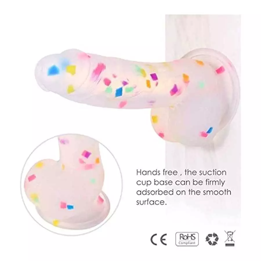 Realistic Dildos Feels Like Skin, 7.7 Inch Clear Dildo with Suction Cup for Hands-Free Play, Body-Safe Material and Adult Sex To