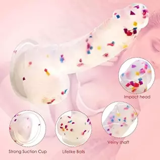 Realistic Dildos Feels Like Skin, 7.7 Inch Clear Dildo with Suction Cup for Hands-Free Play, Body-Safe Material and Adult Sex To