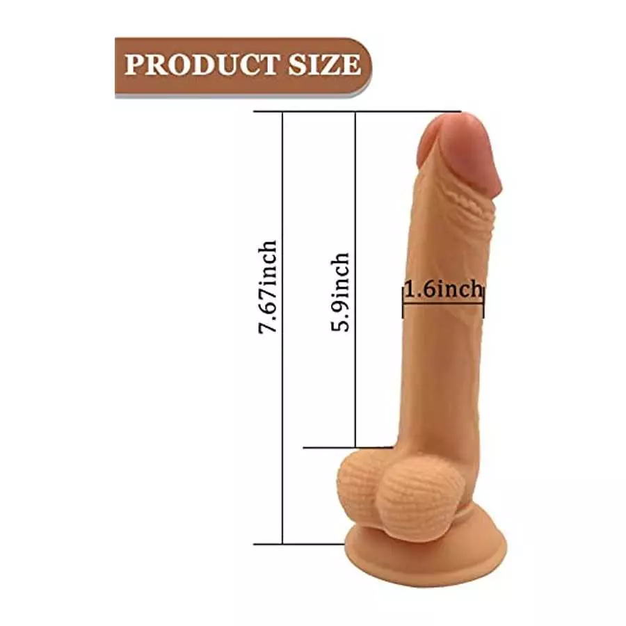 VINERFLY 8 Inch Realistic Dildo Strong Suction Cup, Ultra-Soft Dildo Hands-Free for Adult Women