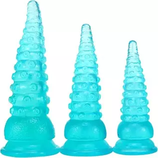 Fantasy Octopus Dildo Women Anal Dildo Rubber Butt Plug Toy, Flexible Realistic Tentacle Dildo Lesbian Green Dildo Toy, Real Ani