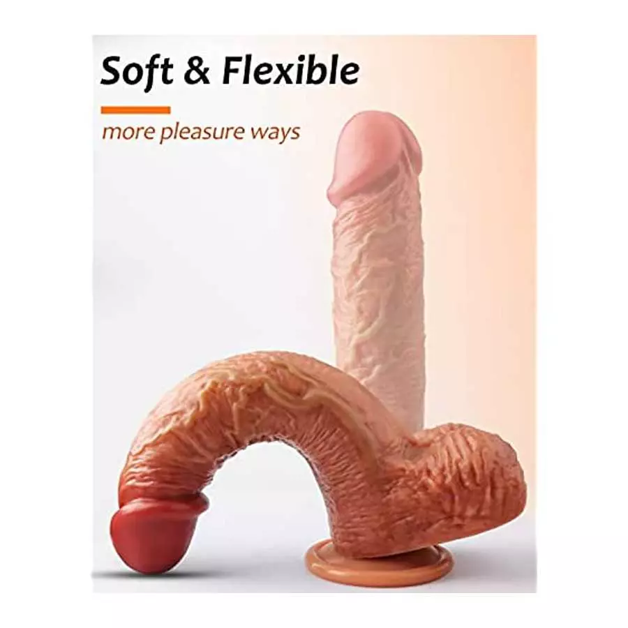 Realistic Silicone Dildo for Women: 8.3 Inch Lifelike Huge Dildo with Strong Suction Cup for Hands-Free Play, Lifelike Anal Dild