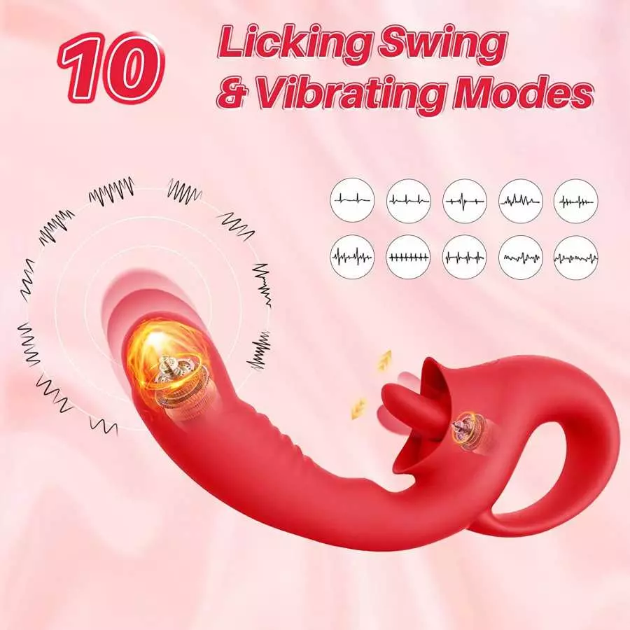 Clitoral Licking G Spot Vibrator, Realistic Dildo Clitoralis Stimulator for Women with 10 Licking & Vibrating Modes, Strapless S