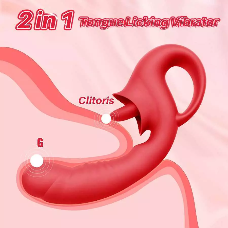 Clitoral Licking G Spot Vibrator, Realistic Dildo Clitoralis Stimulator for Women with 10 Licking & Vibrating Modes, Strapless S