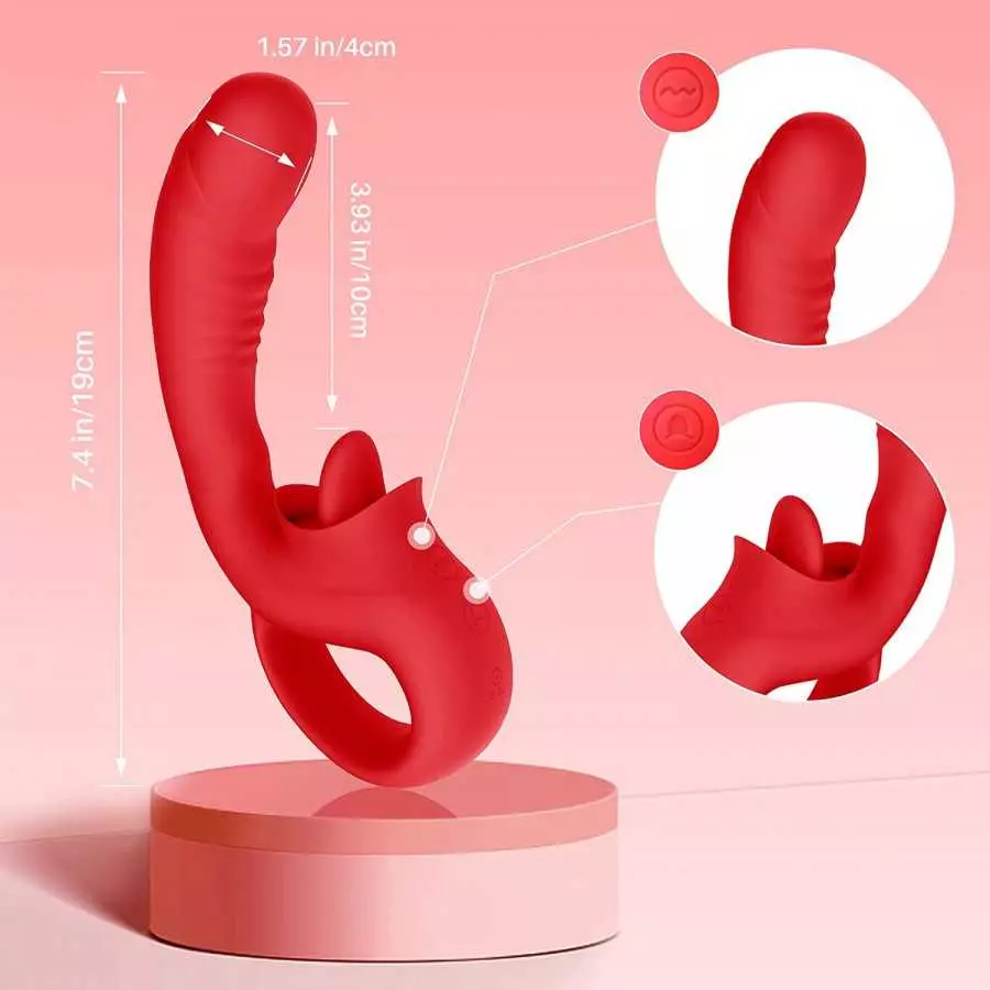 Clitoral Licking G Spot Vibrator, Realistic Dildo Clitoralis Stimulator for Women with 10 Licking & Vibrating Modes, Strapless S
