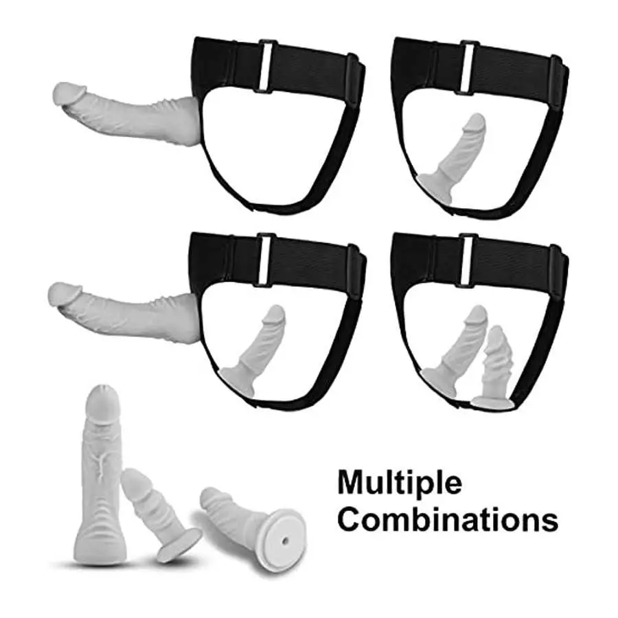 UTIMI Strap-on Dildo 3 Removeable Silicone Dildos,Hollow Strap-on Set Dildo Pants,SM Sex Toys for Men and Women, Female Massage