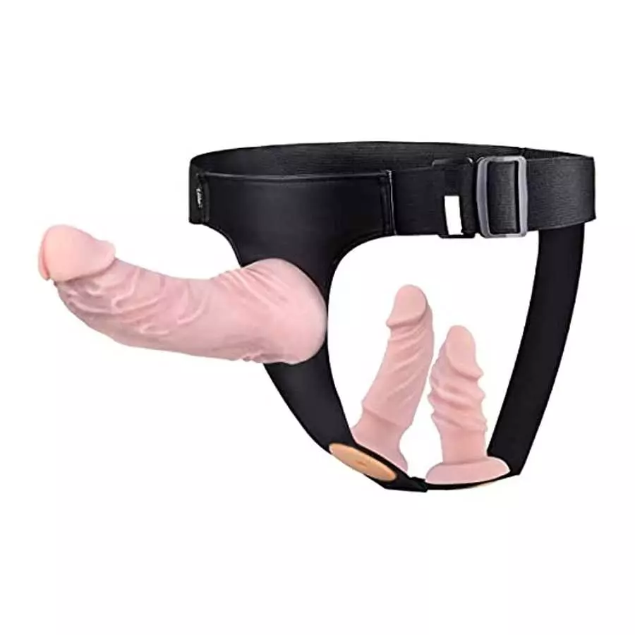 UTIMI Strap-on Dildo 3 Removeable Silicone Dildos,Hollow Strap-on Set Dildo Pants,SM Sex Toys for Men and Women, Female Massage