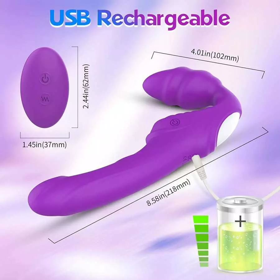 Vibrating Strapless Strap on Dildo Vibrator Sex Toys – Adorime Silicone Rechargeable Remote Control Female Clitoris Stimulate Ad