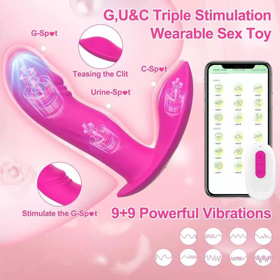 Adult Sex Toys for Women Pleasure-2 in 1 Dildo & Wearable Panty Vibrator with App Remote Control Clitoral & G Spot Dual Sex Stim