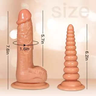 KUUVAL 7.6inches Strap-on Dildo Realistic Dildo with Anal Plug Prostate Massage Strap Harness Adult Sex Toy Suction Cup for Coup KUUVAL 7.6inches Strap-on Dildo Realistic Dildo with Anal Plug Prostate Massage Strap Harness Adult Sex Toy Suction Cup for Coup