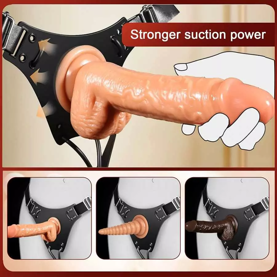 KUUVAL 7.6inches Strap-on Dildo Realistic Dildo with Anal Plug Prostate Massage Strap Harness Adult Sex Toy Suction Cup for Coup