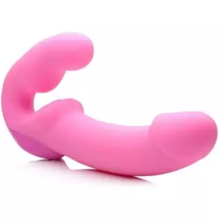 Strap U Evoke Vibrating Strapless Silicone Strap-on Dildo | Harness Free Design, Velvety Smooth with Medium Firmness, Includes R
