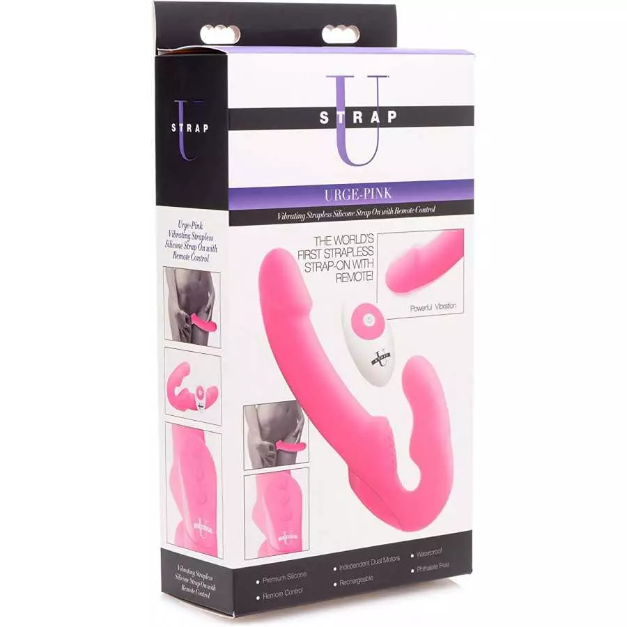 Strap U Evoke Vibrating Strapless Silicone Strap-on Dildo | Harness Free Design, Velvety Smooth with Medium Firmness, Includes R