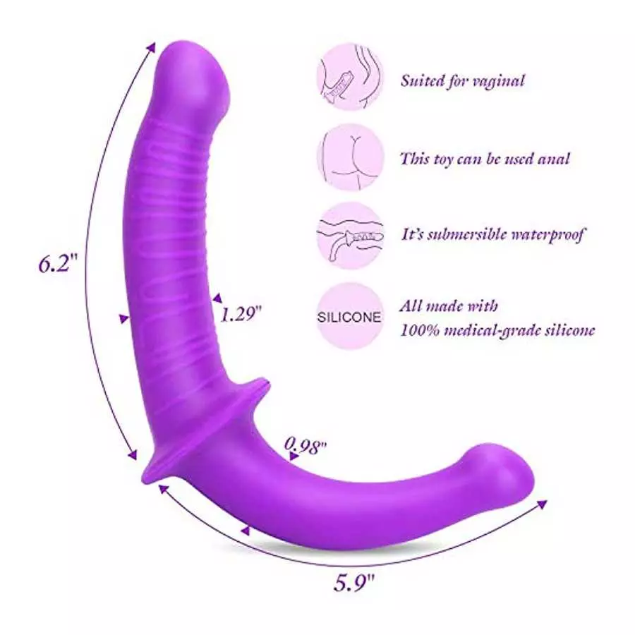 Strapless Strap-on Dildo - Realistic Silicone Dildo for Anal Vagina Stimulation, SEXY SLAVE Liam Double Dong Adult Sex Toy for M