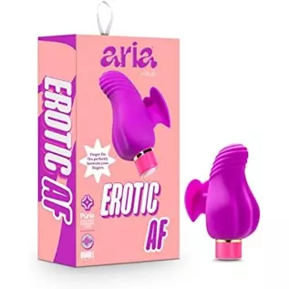 6k Aria Erotic AF Silicone Vibrator - Rumble Tech Rumbly 10 Vibration Settings - Finger Fin for Accessibility and Grasp - IPX