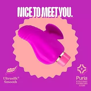 Blush Aria Erotic AF Silicone Vibrator - Rumble Tech Rumbly 10 Vibration Settings - Finger Fin for Accessibility and Grasp - IPX
