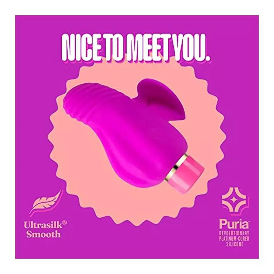 Blush Aria Erotic AF Silicone Vibrator - Rumble Tech Rumbly 10 Vibration Settings - Finger Fin for Accessibility and Grasp - IPX