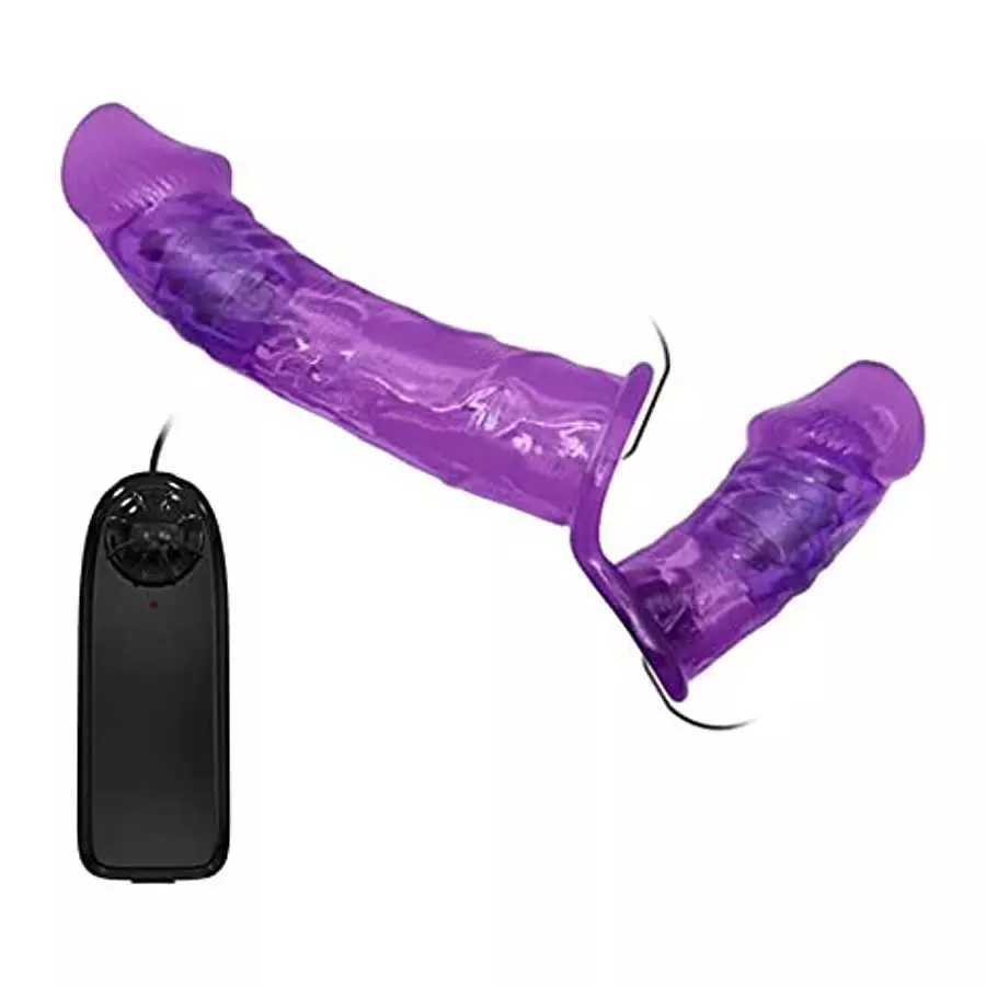 FRRDEI Vibrating Double Sided Realistic Dildo Penetrator Toy Two Ended Strap on Dildo Wearable Harness, Double Headed Dong Penet