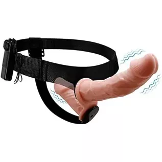 FRRDEI Vibrating Double Sided Realistic Dildo Penetrator Toy Two Ended Strap on Wearable Harness, Headed Dong Penetation Vibrato