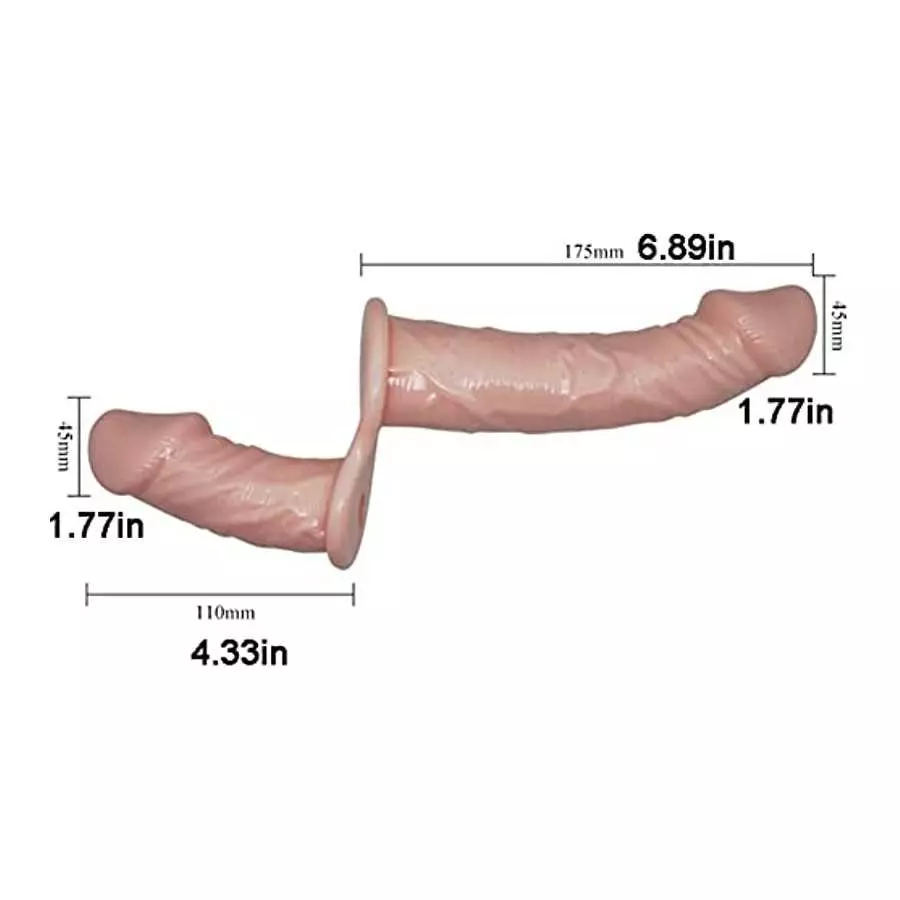 FRRDEI Vibrating Double Sided Realistic Dildo Penetrator Toy Two Ended Strap on Wearable Harness, Headed Dong Penetation Vibrato