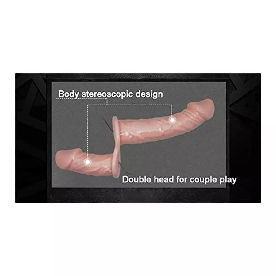 FRRDEI Vibrating Double Sided Realistic Dildo Penetrator Toy Two Ended Strap on Wearable Harness, Headed Dong Penetation Vibrato