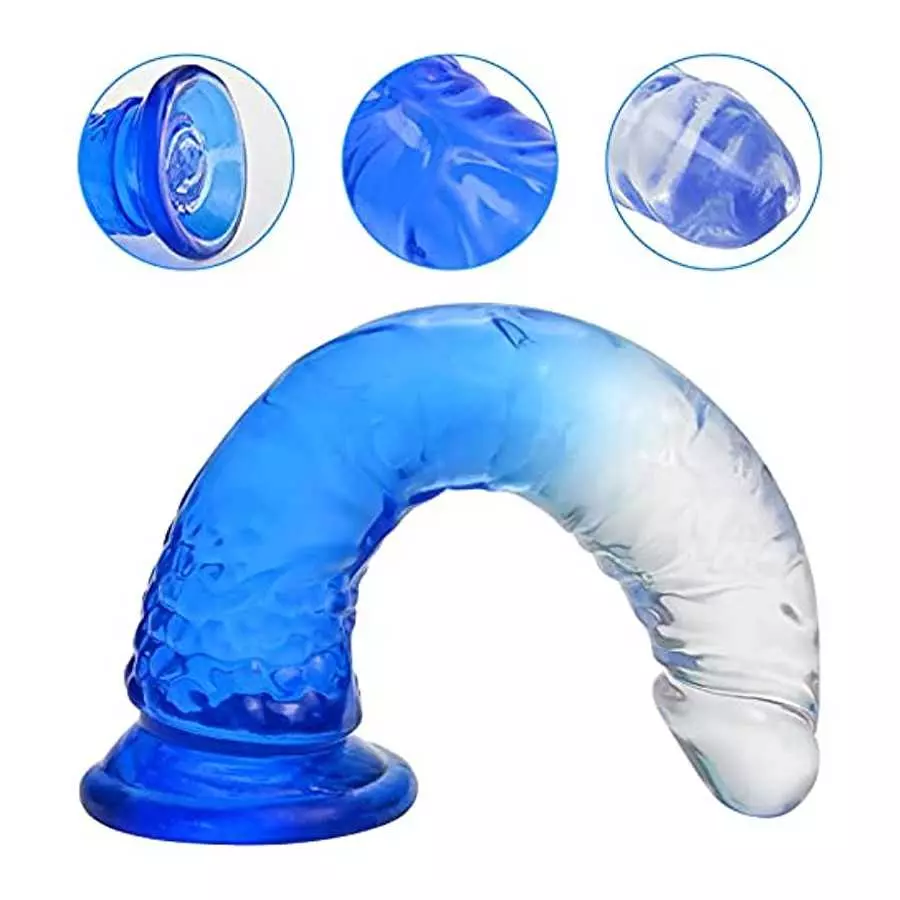 Strap-on Dildos Sex Toys with 7.87 Inches Jelly Penis Wearable Adjustable Realistic Dildo with Strong Suction Cup Transparent Je