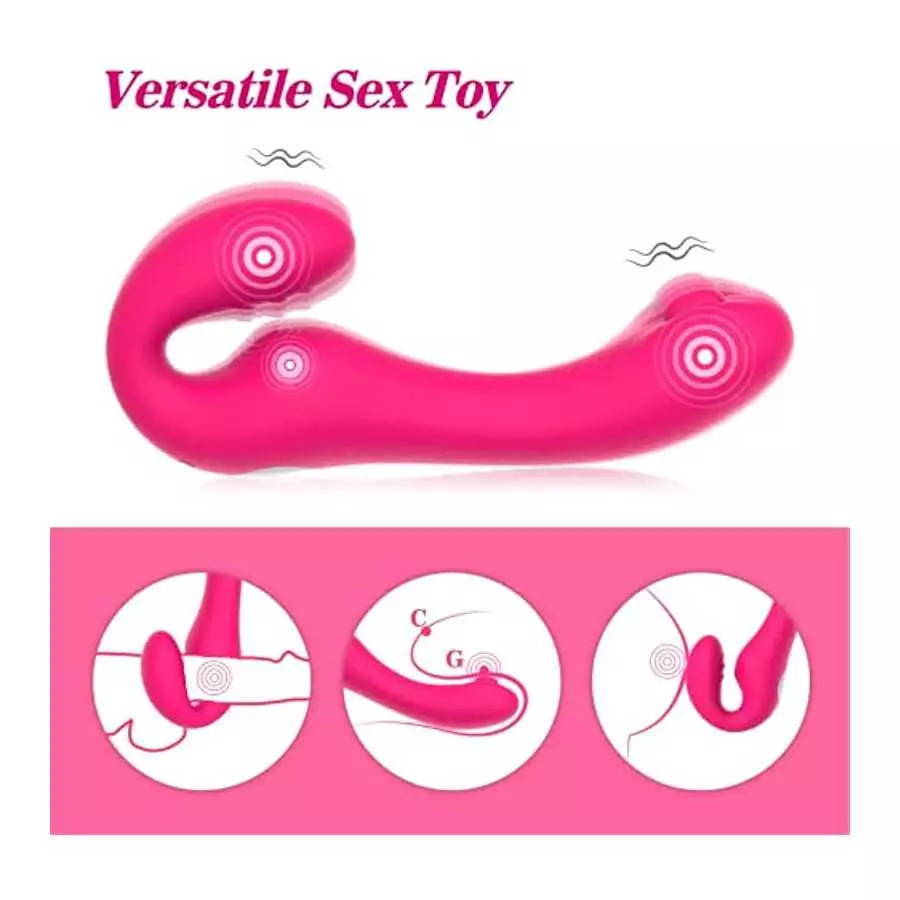 G Spot Clitoral Vibrator for Women and Lesbian-Remote Control Double Ended Strapless Dildo with 10 Flapping&Vibrating Modes ,Wat