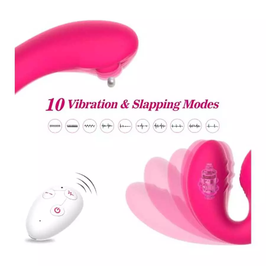 G Spot Clitoral Vibrator for Women and Lesbian-Remote Control Double Ended Strapless Dildo with 10 Flapping&Vibrating Modes ,Wat