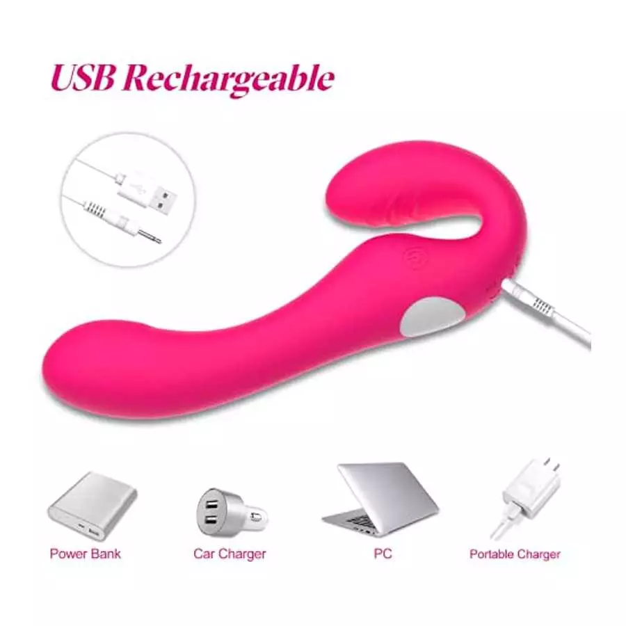 G Spot Clitoral Vibrator for Women and Lesbian-Remote Control Double Ended Strapless Dildo with 10 Flapping&Vibrating Modes ,Wat