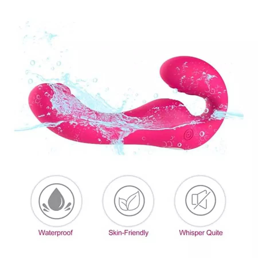 G Spot Clitoral Vibrator for Women and Lesbian-Remote Control Double Ended Strapless Dildo with 10 Flapping&Vibrating Modes ,Wat