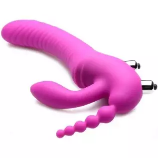 Strap U Regal Rider Vibrating Silicone Strapless Strap On Triple G Dildo
