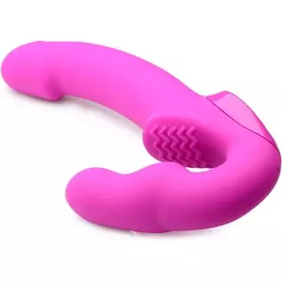 Strap U Evoke Rechargeable Vibrating Silicone Strapless Strap On, Black