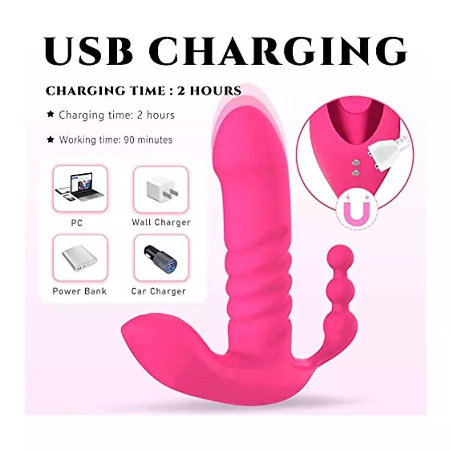 jjrabbittoy Thrusting Dildo Vibrator Vibrating Panties for G Spot Clitoral Stimulation, Wireless Remote Control Wearable with 7 