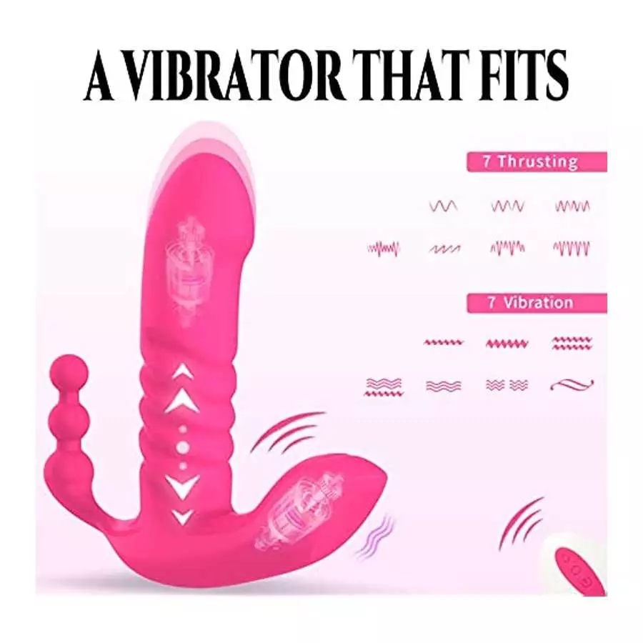 jjrabbittoy Thrusting Dildo Vibrator Vibrating Panties for G Spot Clitoral Stimulation, Wireless Remote Control Wearable with 7 