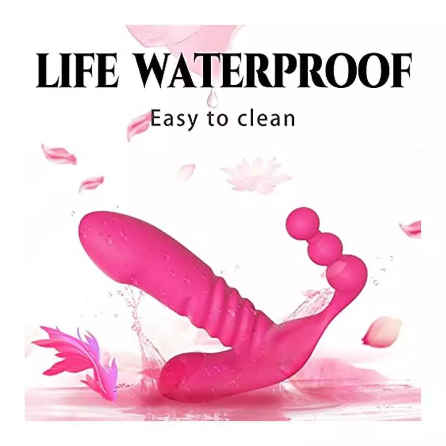 jjrabbittoy Thrusting Dildo Vibrator Vibrating Panties for G Spot Clitoral Stimulation, Wireless Remote Control Wearable with 7 