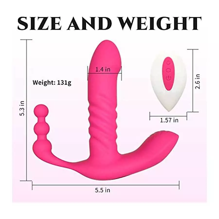 jjrabbittoy Thrusting Dildo Vibrator Vibrating Panties for G Spot Clitoral Stimulation, Wireless Remote Control Wearable with 7 