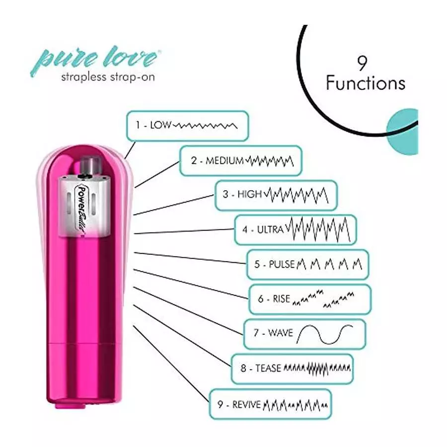 Pure Love Pink Vibrating Strapless Strap On Silicone Dildo