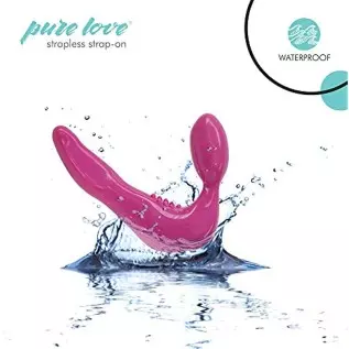 Pure Love Pink Vibrating Strapless Strap On Silicone Dildo