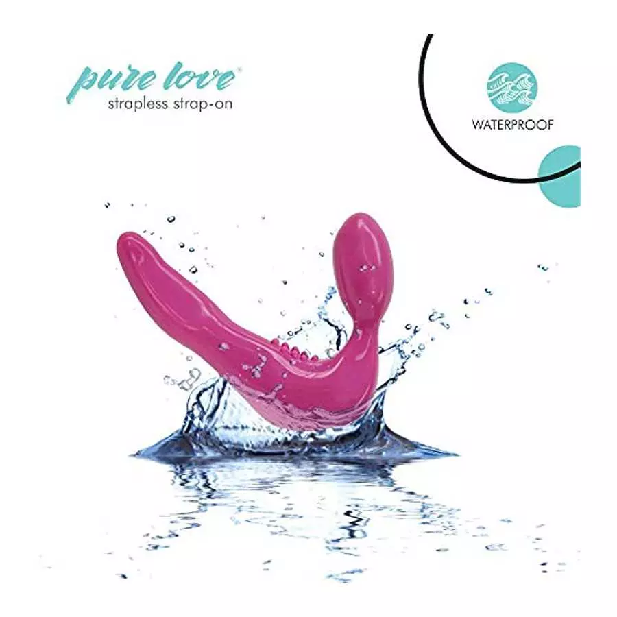 Pure Love Pink Vibrating Strapless Strap On Silicone Dildo