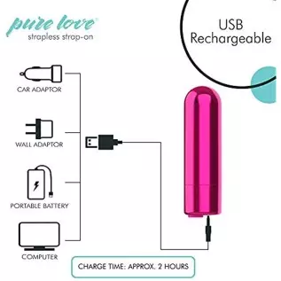 Pure Love Pink Vibrating Strapless Strap On Silicone Dildo