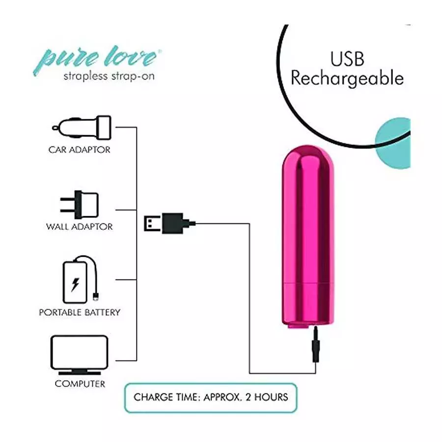 Pure Love Pink Vibrating Strapless Strap On Silicone Dildo