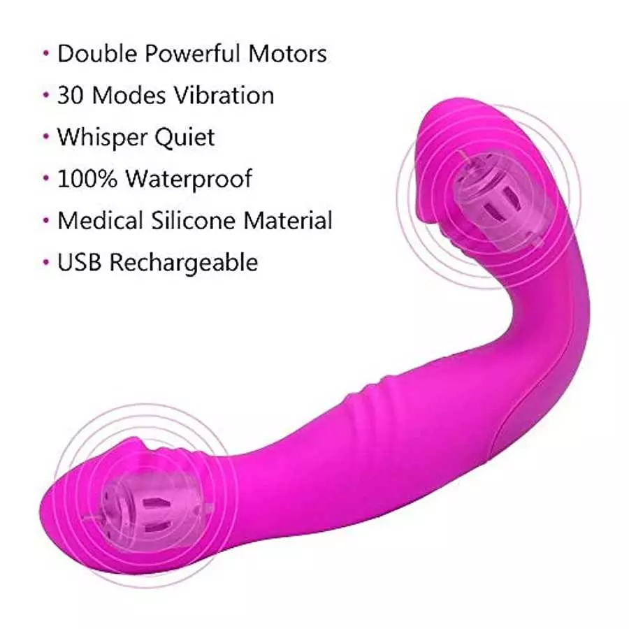 [WALLER PAA] 30 Speed Rechargeable Vibrating Strapless Strap-on Double Ended Dildo Dong