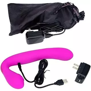 [WALLER PAA] 30 Speed Rechargeable Vibrating Strapless Strap-on Double Ended Dildo Dong
