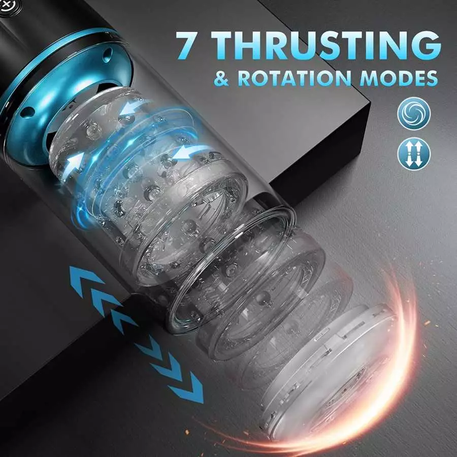 Automatic Male Masturbators Cup, Male Masturbator Toy with 7 Thrusting & Rotating, 50dB Quiet Hands Free Pocket Pussy Stroker, 3