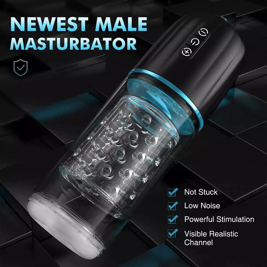 Automatic Male Masturbators Cup, Male Masturbator Toy with 7 Thrusting & Rotating, 50dB Quiet Hands Free Pocket Pussy Stroker, 3