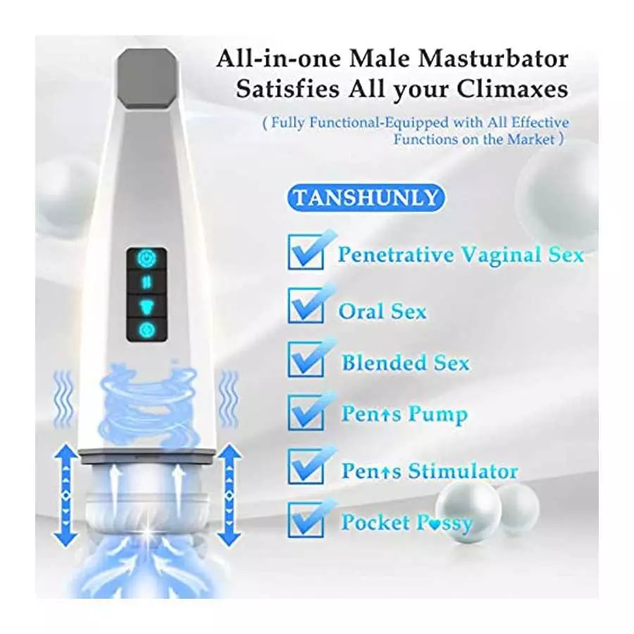 3 in 1 Thrusting Sucking Vibrating Automatic Male Masturbators, Adult Sex Toys for Men's Sex Pleasure, Tanshunly Hands Free Male