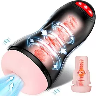Automatic Male Masturbator, Sucking Male Masturbators Cup with 9 Suction & 10 Vibrating & Heating Mens Male Sex Toys, Hands Free