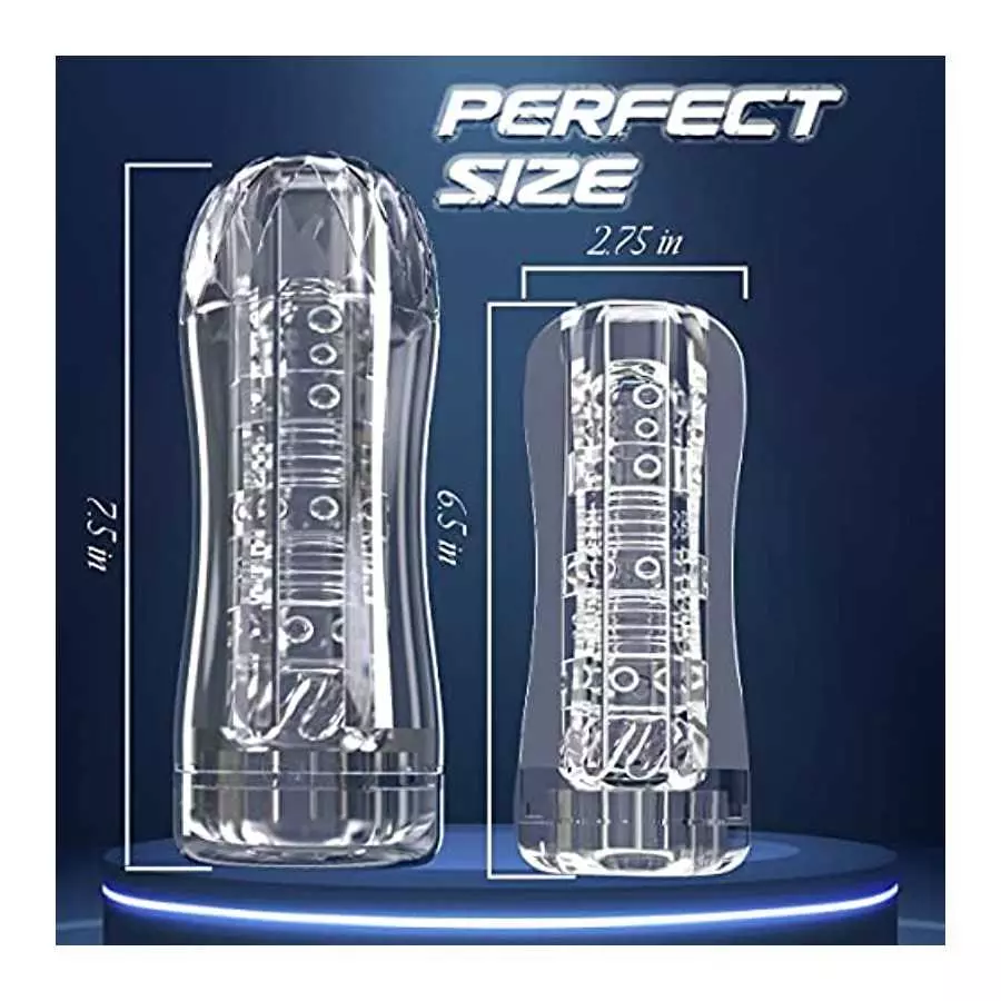 Manual Sucking Extrusion Male Masturbators, Portable Transparent Pocket Pussy Stroker with Vagina Textured Blowjob Sex Toys Peni